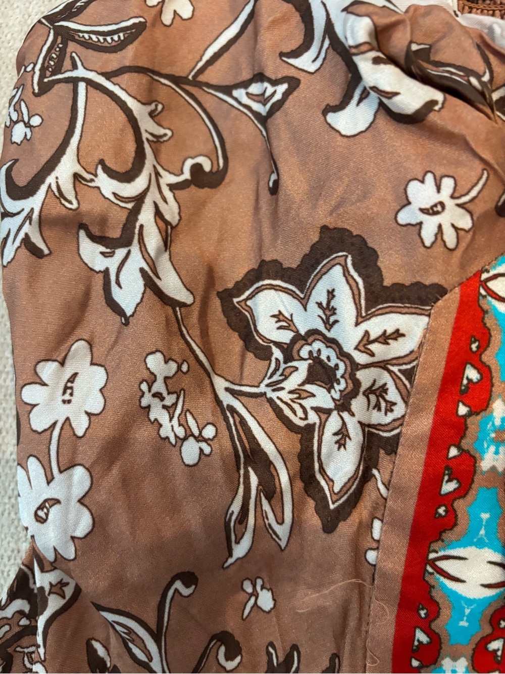 Ramy Brook Brown Floral Tie-Front Camisole with Multicolor Trim - Picture 6 of 8